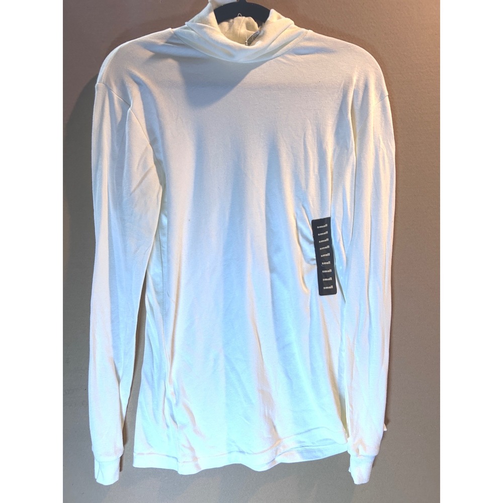 Turtleneck Top Womens Small Cream NWT Long Sleeve Stretch Vintage